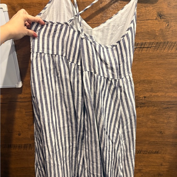 ANTIBES BLANC 100% Linen Sleeveless Stripe Maxi Dress - Picture 8 of 8